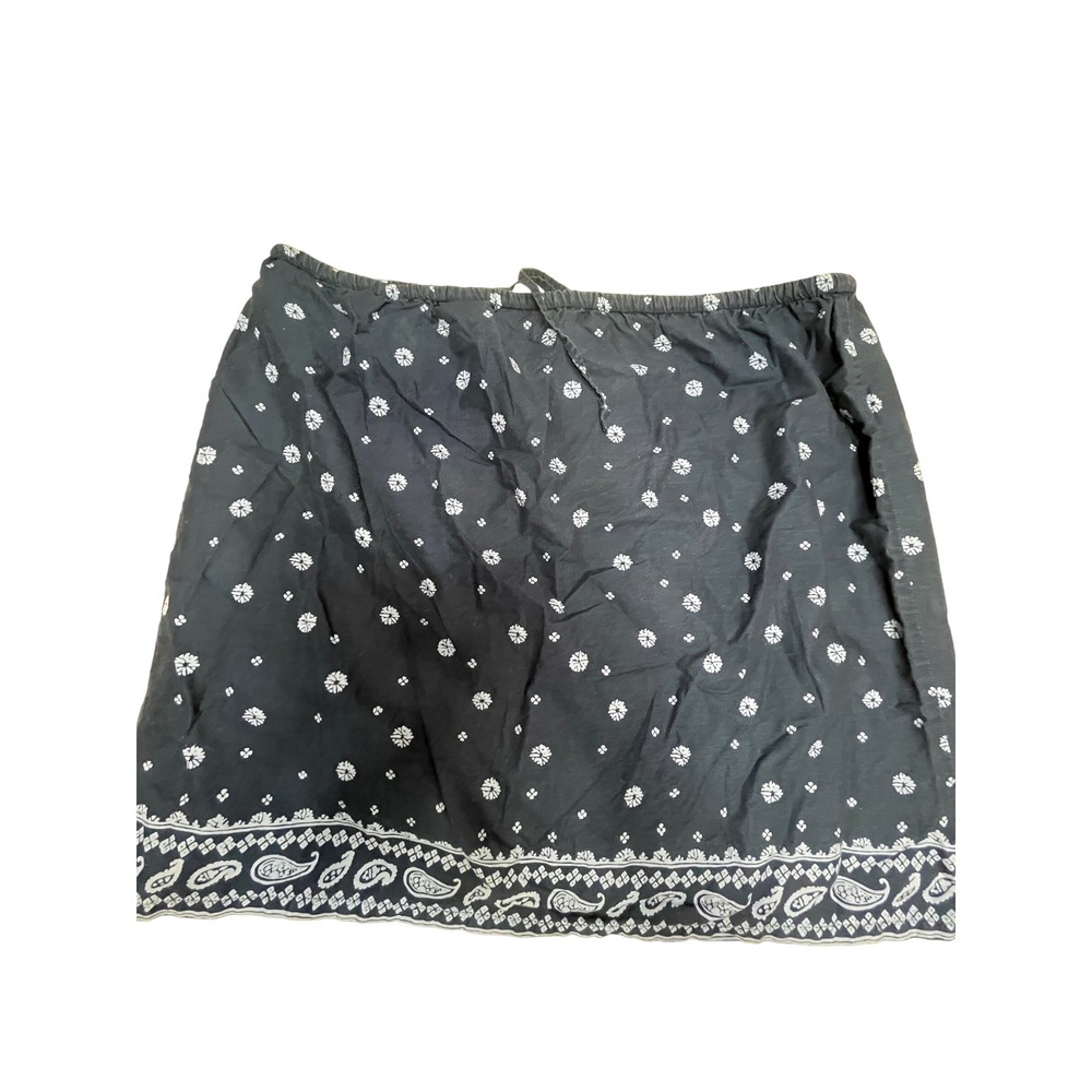 Faded Glory Womens XL Navy Blue Cotton Floral Paisley Print Mini Skirt Y2K